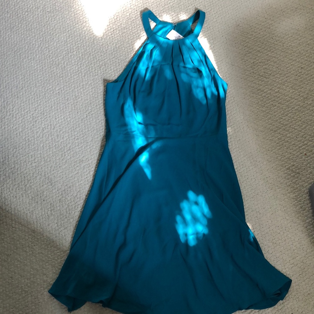 Express - Teal Fit and Flare Halter Dress NWT